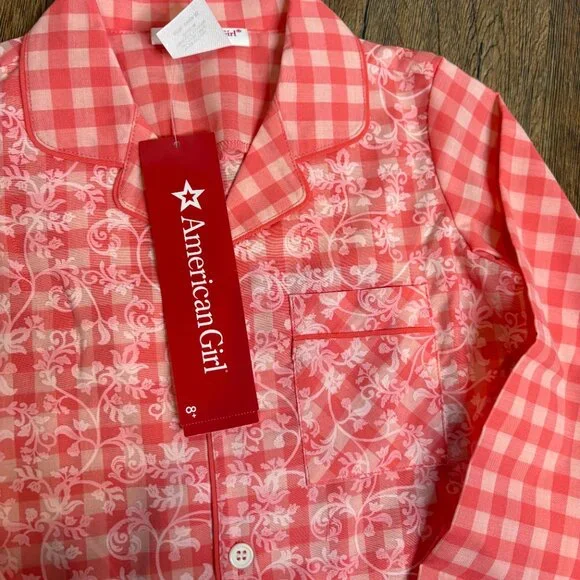 NWT American Girl Gingham Floral pajama set - Picture 2 of 5